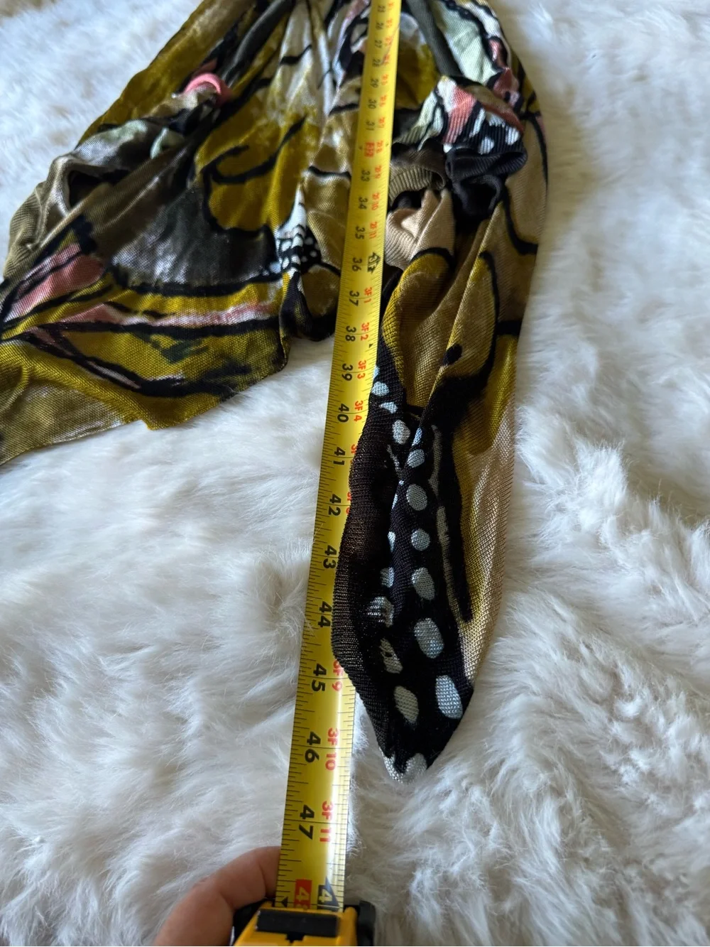 Adore Black, Beige & Gold Art-Print Flowing Wrap Scarf